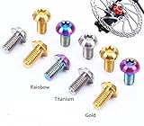 Juscycling M5x10mm Disk Brake Rotor Bolts T25 Torx Titanium Bicycle Parts Titanium Mountain Bike Ultralight Brake Rotor Screw 12 pcs/Bag