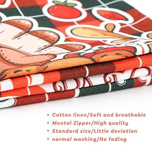 Johouse Thanksgiving Pillow Covers, 4PCS Fall Throw Pillow Covers Pumpkin Buffalo Plaid Throw Pillow Case Autumn Pillow Covers for Autumn Farm Decoration, 18×18inch