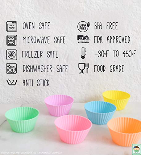 Premium Grade Silicone Baking Cups, [24 Pack] MuffinBOI by XNM Creations, Reusable Silicone Bakeware for Silicone Cupcake Muffin Liners Molds Set, BPA Free and FDA Approved, Heat Resistant up to 450Â°F