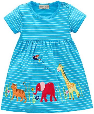 little bitty Girl Cute Cartoon 100%Cotton Short Sleeve Printing Dresses Summer