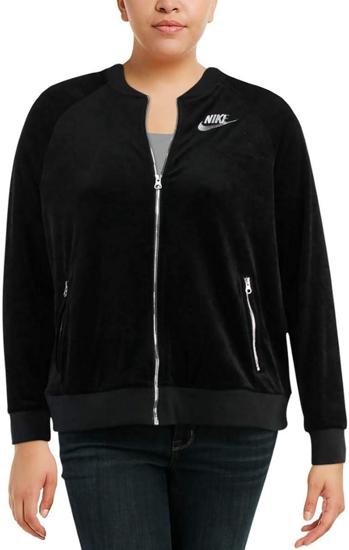 Amazon.com: Nike Women's Velour Fitness Running Track Jacket Outerwear AV3022 (X-Small, Black 