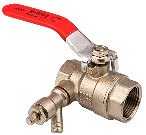 Lever Inline Water Ball Valve 3/4 inch BSP Female Thread with Drain Valve by Invena
