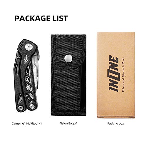 INONE 12-in-1 Multitool Utility Folding Pocket Knife with Blade, Saw, Pliers, Screwdriver, Bottle/Can Opener, Great for Home, Outdoor Survival, Car set, Self Defense, Camping, Hiking, Fishing