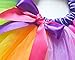 JiaDuo Girls Layered Rainbow Tutu Skirt Bow Dance Ruffle,Rainbows,Large/4-6 Years