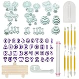Aoafun 88pcs Fondant Sugarcraft Cake Decorating Plunger Cutters Icing Modelling Tool Kit Set with Rolling Pin, Smoother, Embosser Mold Mould Tools