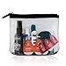 Squeeze Pod TSA Approved Clear Toiletry Bag, 3-1-1 TSA Compliant Quart Size Carry On Bag for Travel Size Liquids, Toiletries & Cosmetics - Durable PVC Plastic, Heavy Duty Zipper, Black Trim (CTBBLK)