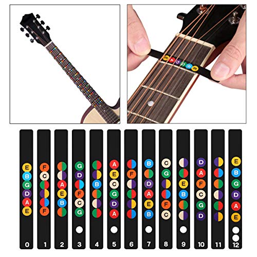 2 Sheets Guitar Fretboard Note Decals Scale Sticker Neck Fingerboard Frets Sticker for Beginner For 6 Strings Acoustic Electric Guitar & 9 Packs Guitar Picks