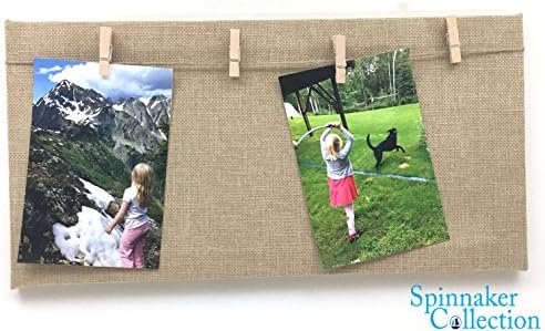 8" x 15.5" COUNTRY BURLAP PHOTO BOARD WITH PHOTO HANGERS - Spinnaker Collection
