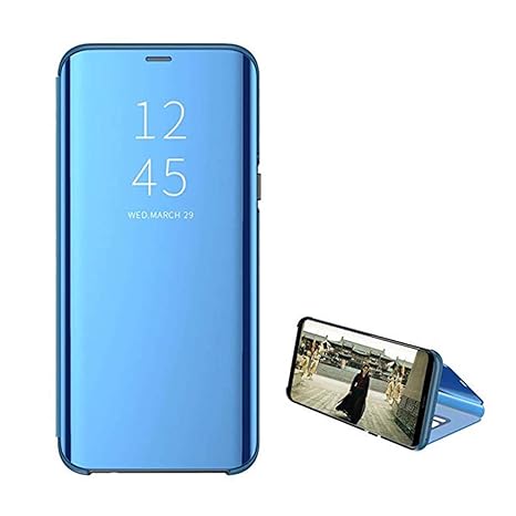 Hülle kompatibel Motorola Moto G6 Play, Clear View Spiegel Handyhülle PC+TPU Flip Case Schutzhülle Stoßfest Tasche mit Standf