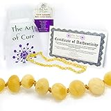 The Art of Cure Baltic Amber Teething Necklace 12.5 inch (Unisex) (Raw Butterscotch) - Anti-inflammatory, Drooling & Teething Pain Reduce Properties - 100% Authentic Certificated Baltic Jewelry with the Highest Quality Guaranteed. Easy to Fastens with a Twist-in Screw Clasp Mothers Approved Remedies!