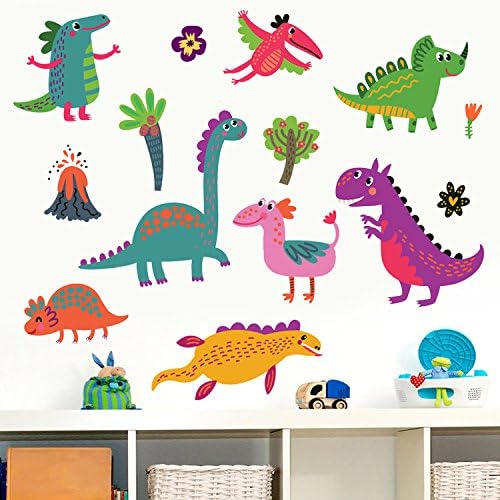 Many Dinosaur Vinyl Wall Sticker Decal for Children Nursery Room Decor, Colorful Cartoon Dinosaurs - Image 3