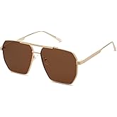 SOJOS Retro Oversized Square Polarized Sunglasses for Women Men Vintage Shades Classic Large Metal Sun Glasses