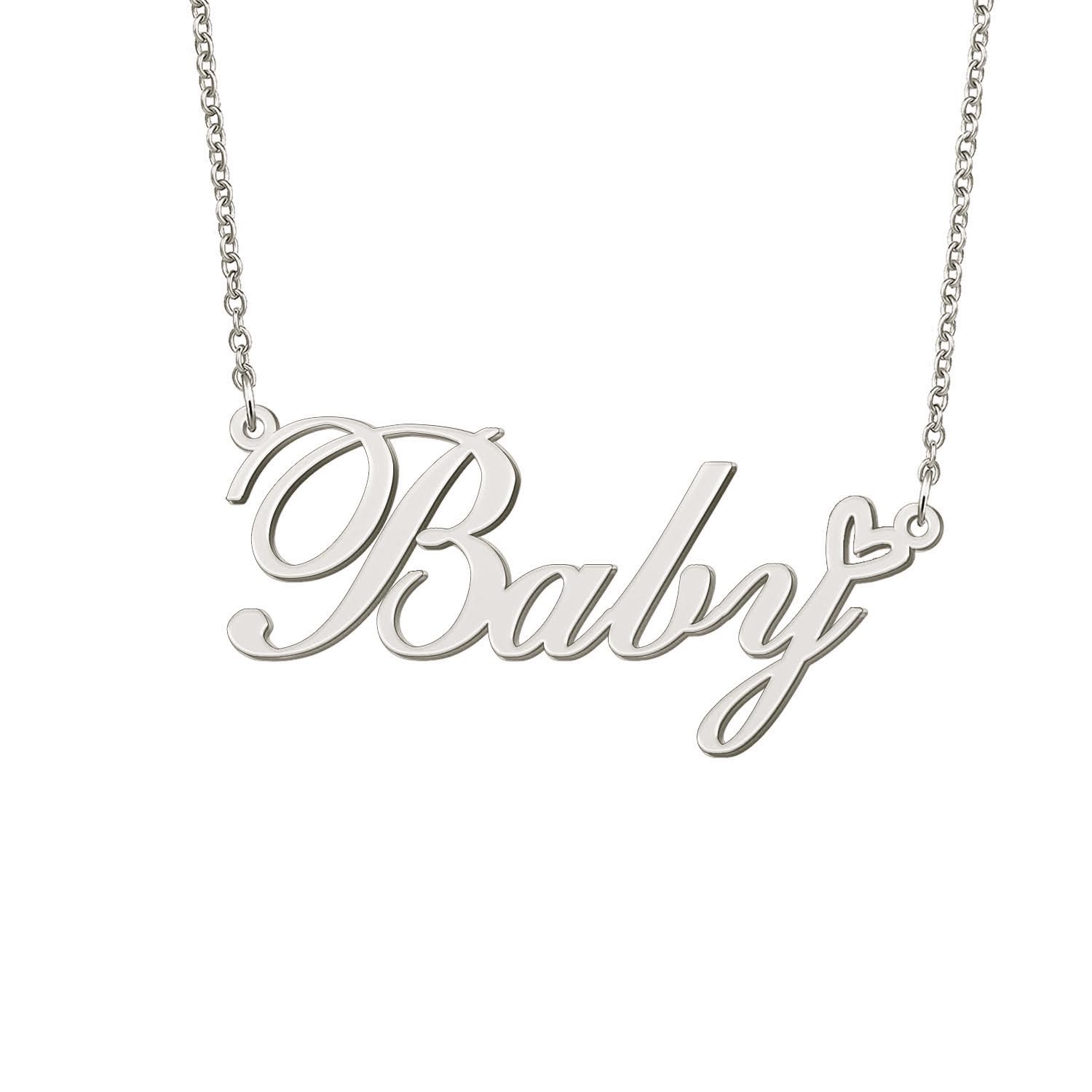 BYBWBL Baby Name Pendant Necklace Silver Color