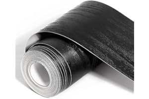 Nirvany 11 Yard Black Wood Grain Wallpaper Border Removable PVC Waterproof Peel and Stick Wallpaper,Bathroom Mirror Frame Bor