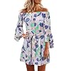 YOINS Vrouwen Mini Jurk Uit Schouder Willekeurige Bloemenprint Self-Tie Ontwerp High-Waisted Zomer Jurken