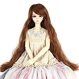 Miss U Hair Synthetic 1/3 Size BJD DOD Wig Cute Long Kinky Curly Taro Hair 8-9 inch (Light brown)