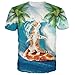RAISEVERN Cat Surfing Pizza 3d Digital Printed Casual Round Neck T-Shirts Top Shirt XXL