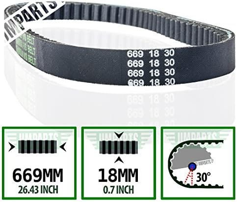 UMPARTS (VB1) Scooter Belt 669 mm Length for Yamaha Razz 50 (SH50) Riva 50 (CA50/CV50) replacement