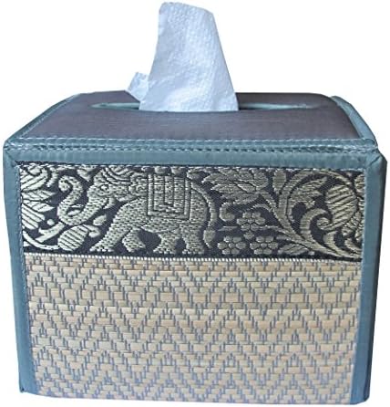 Reed Tissue Box Made From Natural Material Classic Elephant Style Size Height 3.8 "Wide 5" Long, 5.5".