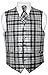 Vesuvio Napoli Men's Plaid Design Dress Vest & NeckTie Black Gray White Neck Tie Set L