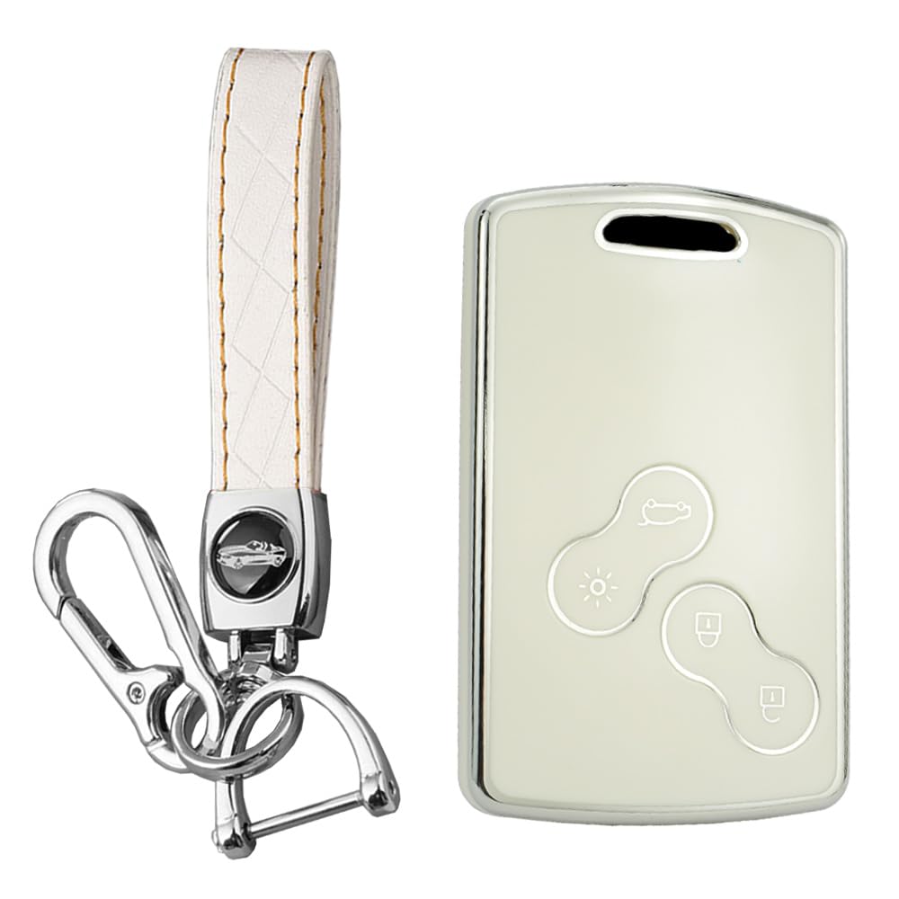 KUNIO Keyless Key Card fit for Duster Captur Clio 4 Logan Megane 1 2 3 Koleos Scenic Key Case Key Cover Case Key Cover TPU Vehicle Key Case Key Fob A White