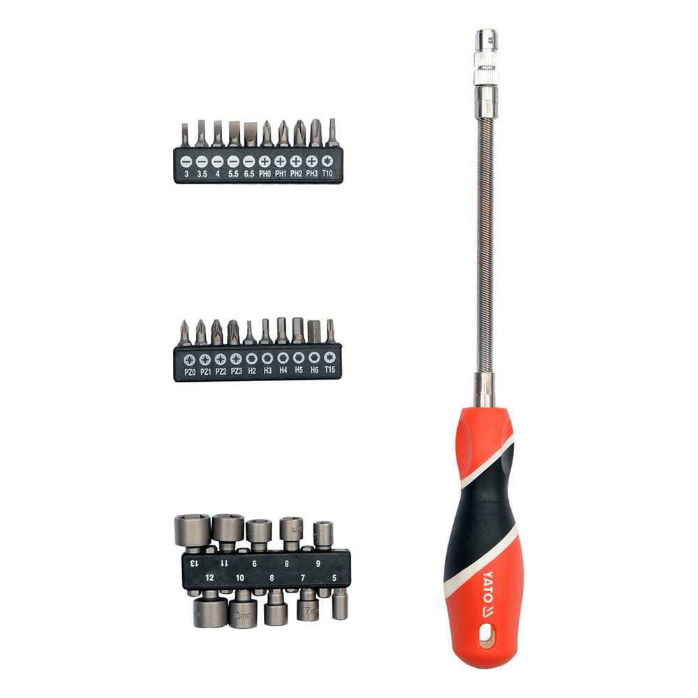 YATO YT-25972 Flexible Screwdriver with Interchangeable bits Set of 31 Pieces