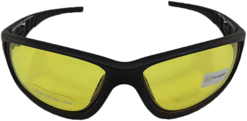 Yellow Lens Night Driving Sunglasses w/Black Frames