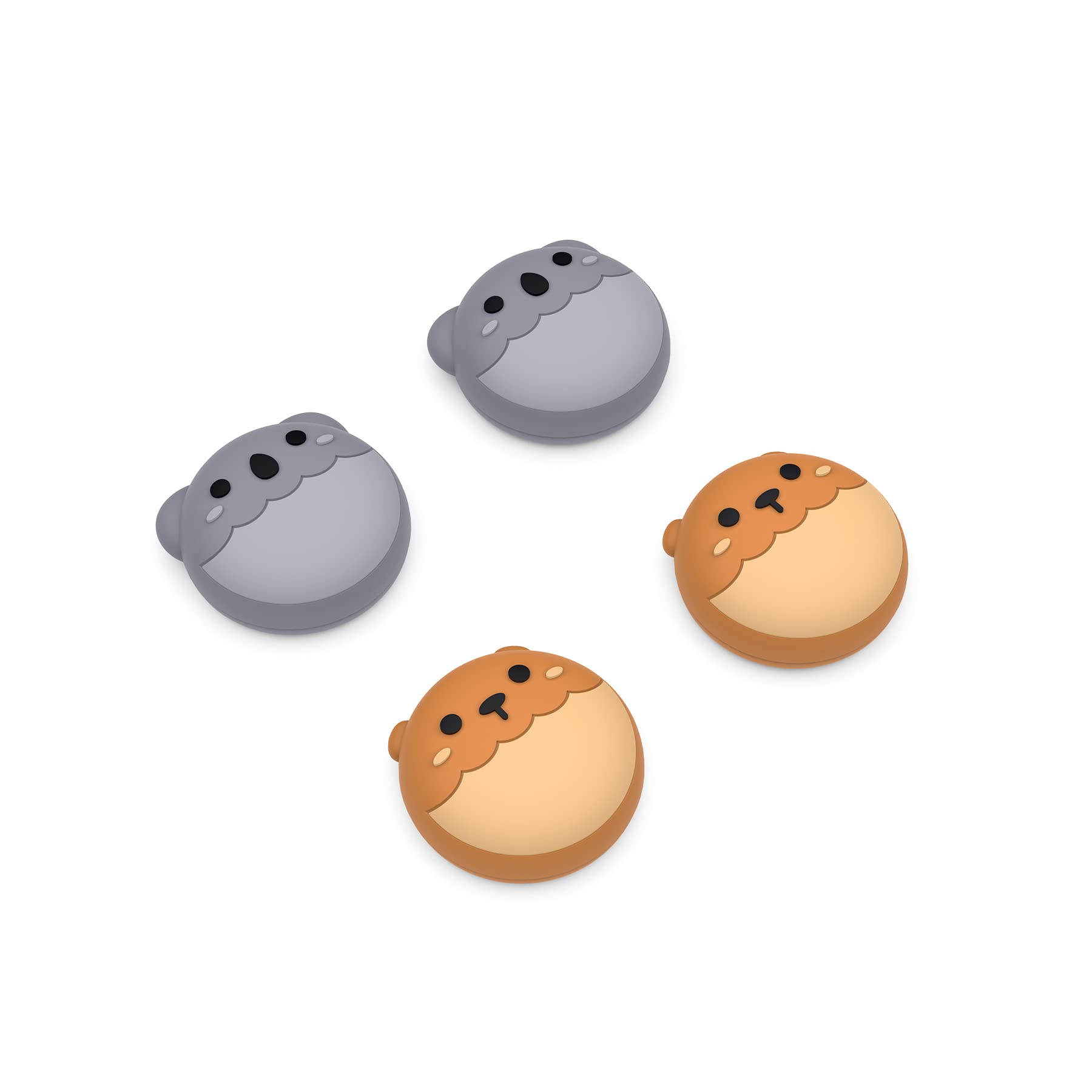 PlayVital Cute Thumb Grip Caps for ps5/4 Controller, Silicone Analog Stick Caps Cover for Xbox Series X/S, Thumbstick Caps for Switch Pro Controller - Brown Bear & Koala