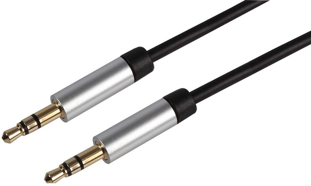PRO SIGNAL PSG3187-7.5M Slim 3.5mm Stereo Jack Plug to Plug Lead with Aluminium Headshells, 7.5m Black
