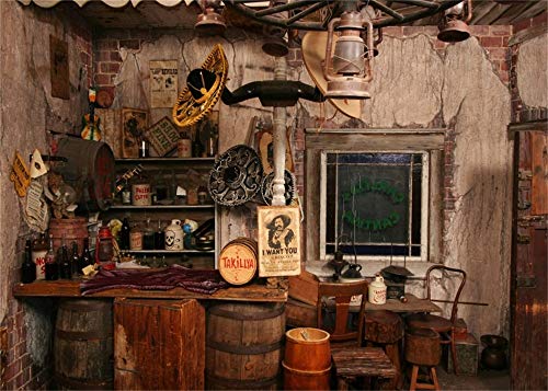 AOFOTO 7x5ft Vintage Western Saloon Interior Backdrop Retro Bar Tavern Kitchen Photography Background American Wild West History Culture Man Boy Portrait Photo Studio Props Party Decorations Vinyl