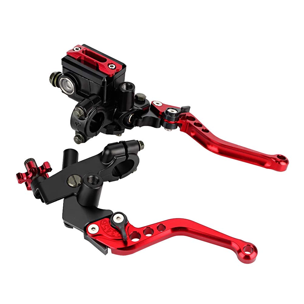 Clutch Master Cylinder Levers, 1 Pair 7/8"(22mm) Universal Motorcycle Brake Clutch Master Cylinder Reservoir Levers(red)