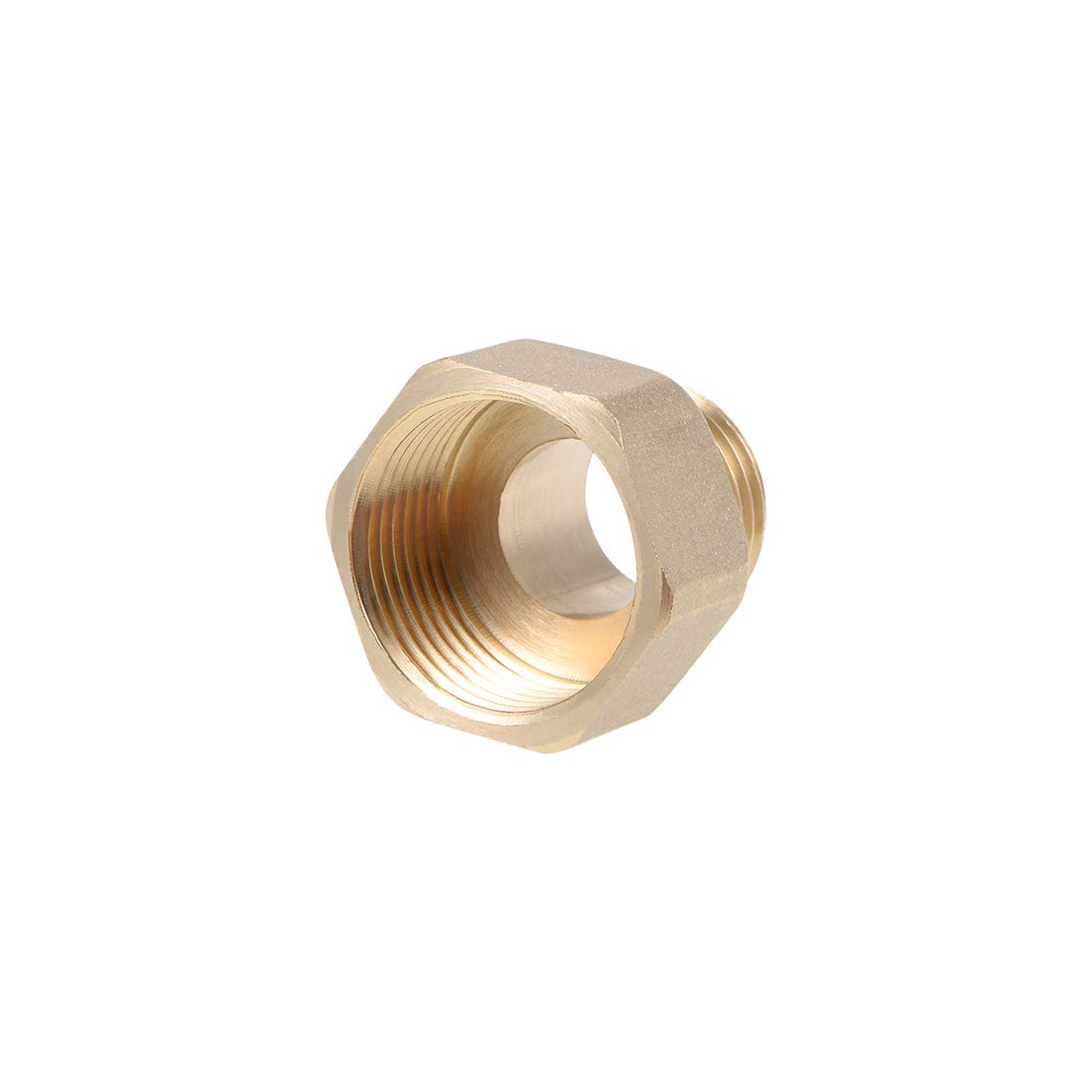 sourcing map Brass Threaded Pipe Fitting G1/2 Male x G3/4 Female Hex Bushing Adapter 26mm Length Hex End