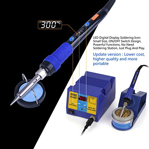 Quimat ESD Thermostatic Electric Soldering Iron Kit, Welding Iron Gun Set with Adjustable Temperature LED Digital Display, ON/OFF Button,Temperature Correction, Automatic Hibernation