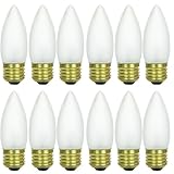 Sunlite 40ETF/32/12PK 40W Incandescent Torpedo Tip Chandelier with Frosted Light Bulb and Medium E26 Base (12 Pack)