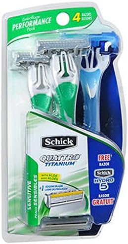 Schick Quattro Titanium Disposable Razors Sensitive 3 EA - Buy Packs and SAVE (Pack of 2)