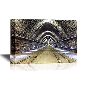 Watercolor Style A Train Disappearing into a Tunnel at Night
