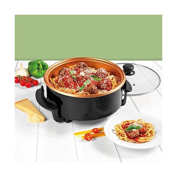 GILES-POSNER-EK4247-Family-Multi-Meal-Maker-1500-W-32-cm-Copper-Non-Stick-Coated-Cooking-Plate-5-Heat-Settings-Detachable-Thermostat Giles & Posner EK4247 Electric Cooking Pan, 1500W Multicooker, Electric Skillet, Family Multi Meal Maker For Pasta…