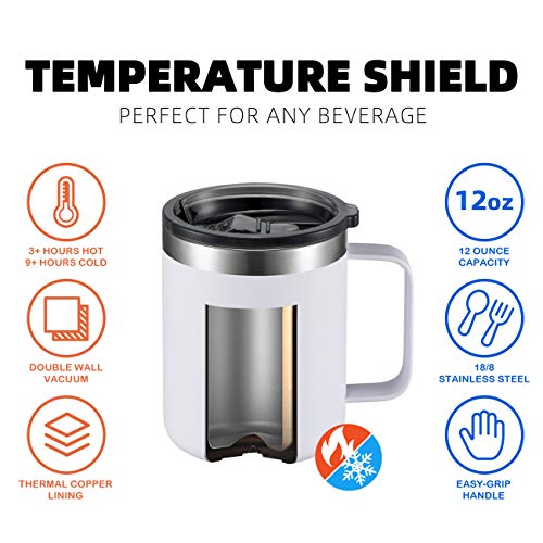 ALOUFEA 12oz Stainless Steel Insulated Coffee Mug with Handle, Double