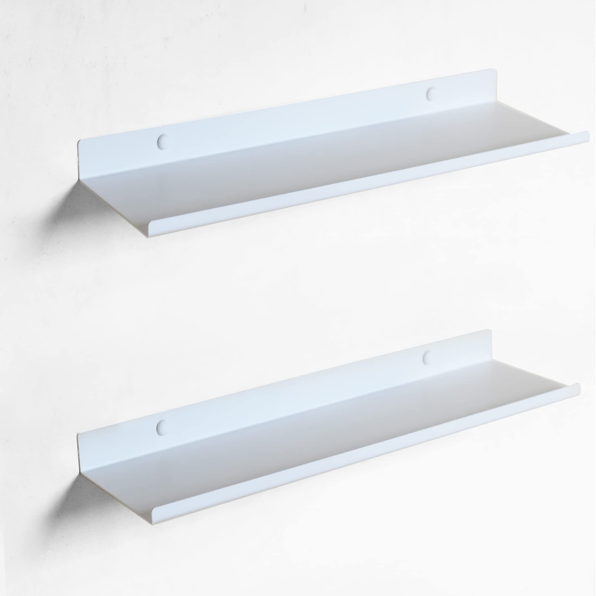 MILUKA Set 2 Floating Shelves White 35 cm | Metal Shelves for Wall | Floating Shelf for Bedroom Decor, Living Room Accessories, Bathroom Storage, Kitchen Storage in Home Decor | Wall Shelf (2, White)