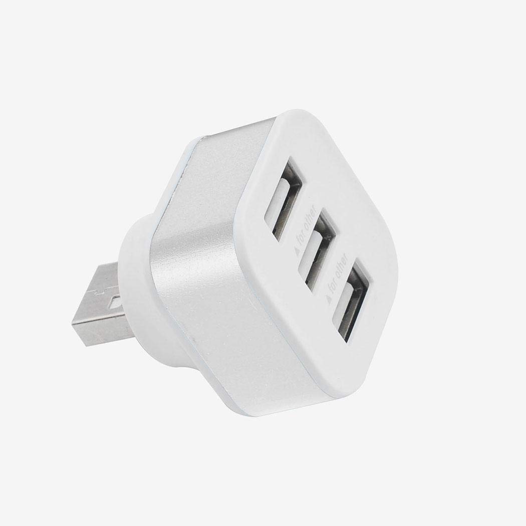 Atmeyol Portable 3 Ports USB2.0 HUB Adapter Splitter Adapters Rotatable Plug Hubs