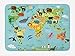 Ambesonne Cartoon Bath Mat, Animal Map of The World for Cartoon Mountains Forests Happy Atlas, Plush Bathroom Decor Mat with Non Slip Backing, 30.2