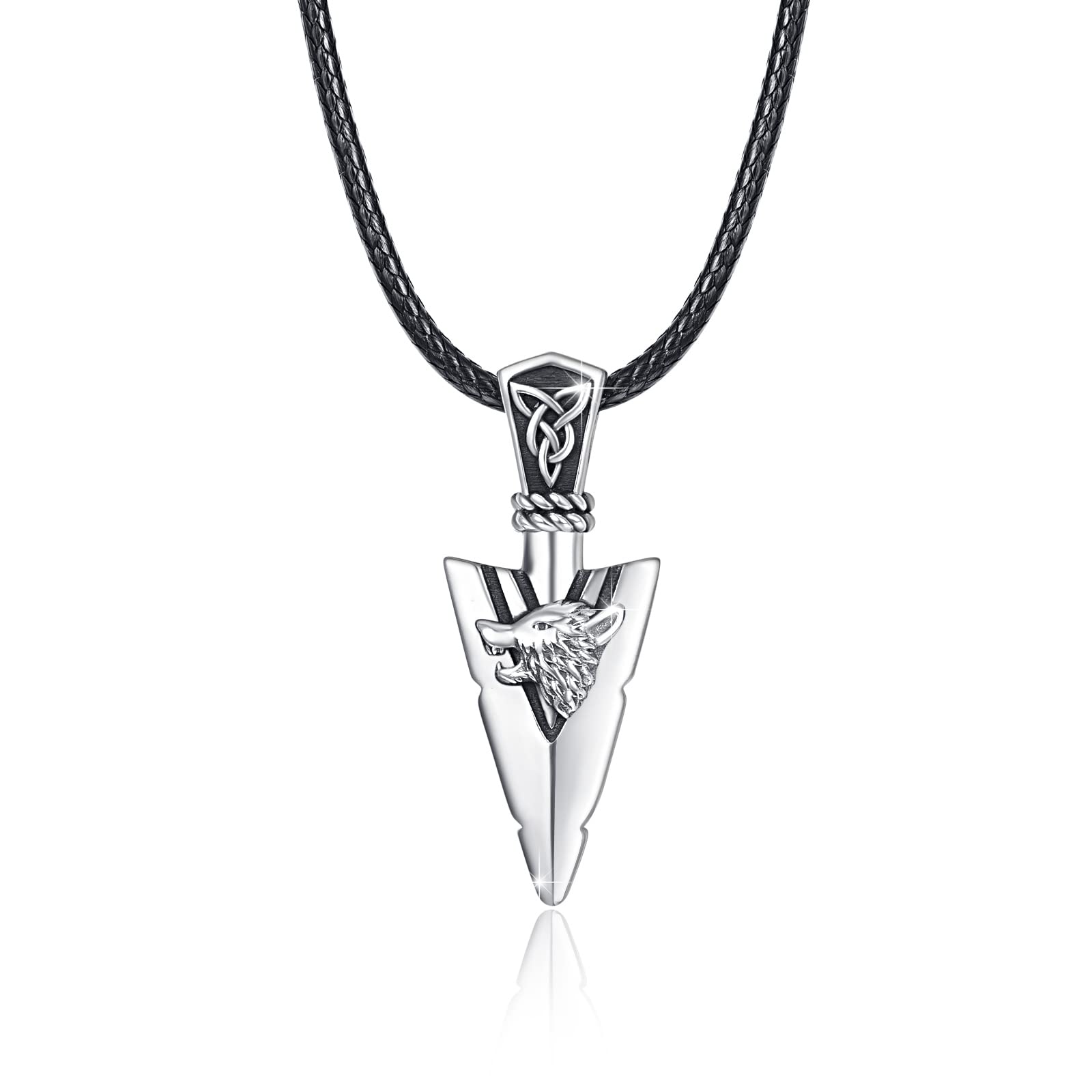 ZIPPICE Mens Necklace 925 Sterling Silver Arrowhead Pendant Necklace Viking Gifts for Men Father Son Boy Friend Husband Women Unsex Christmas Jewellery Gifts