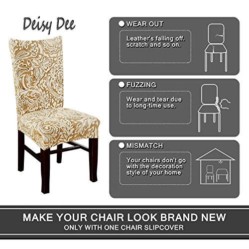 Deisy Dee Stretch Chair Cover Removable Washable for Hotel Dining Room Ceremony Chair Slipcovers Pack of 6 (D) - Thumbnail 2