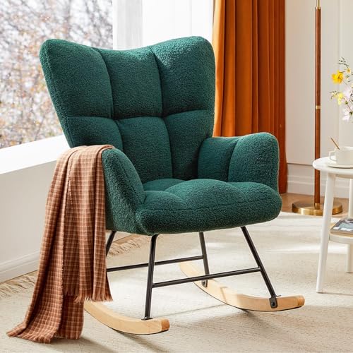 UOCFYK Rocking Chair, Upholstered Glider Rocker Accent Chair, Nnursery Rocking…
