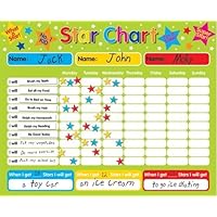 Magnetic Reward / Star / Responsibility / Behavior Chart for up to 3 Children. Rigid board 16" x 13" (40 x 32cm) with hanging loop