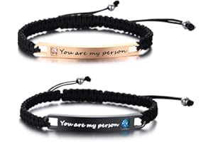 XUANPAI Personalized Matching Bracelets for Couples,Handmade Long Distance Bracelets with Cubic Zirconia,Custom Adjustable Bracelets for Women Men,Valentine's Day Gift