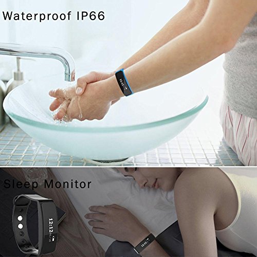 L@YC Fitness Tracker Waterproof Activity Pedometer Wristband Sleep Monitor Bluetooth 4.0 Smart Bracelet for Android iOS Phones, Orange