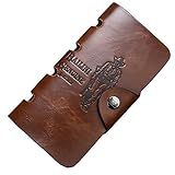 USA Distribution Classic Vintage BALINI Cowboy/501 Pattern Bifold Mens Genuine Leather Wallet (Cowboy, Long)