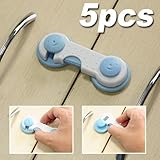 MKPLY 5 PCS Blue Adhesive Kids Baby Child Safety Cabinet Door Fridge Drawer Cupboard Locks
