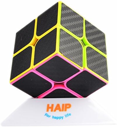 Puzzle Cube, Haip 2x2x2 Carbon Fiber Sticker Speed Smooth Magic Cube (Base Holder Included)